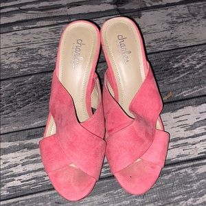 Charles Pinks Suede Wedge Shoe Size 7 M